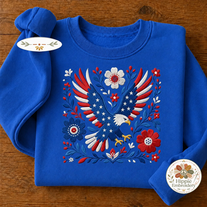 Embroidered USA 250th Anniversary Patriotic Eagle Sweatshirt, Crew