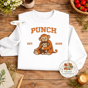 Embroidered Viral Punch Monkey Sweatshirt, Animal Lover Top