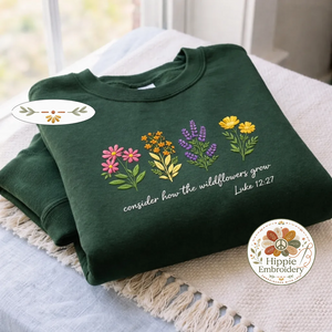 Embroidered Wildflowers Sweatshirt, Luke 1227 Faith Bible Shirt