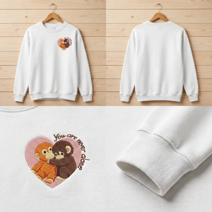 Embroidered You Are Never Alone Sweatshirt, Baby Monkey Top