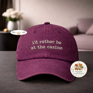 I'd Rather Be At Casino Embroidered Hat, Lucky Vegas Cap