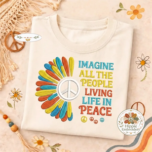 Imagine All The People Shirt, Retro Hippie Sunflower T-Shirt