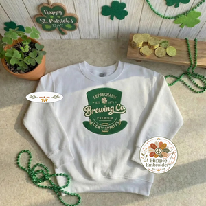 Leprechaun Brewery Embroidered Sweatshirt, Irish Beer Top