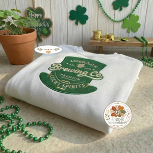 Leprechaun Brewery Embroidered Sweatshirt, Irish Beer Top