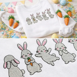 Little Bunnies Embroidered Sweatshirt, Easter Rabbit Top