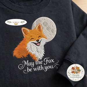 May The Fox Be With You Embroidered Shirt, Funny Fox Pun Crew