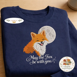 May The Fox Be With You Embroidered Shirt, Funny Fox Pun Crew