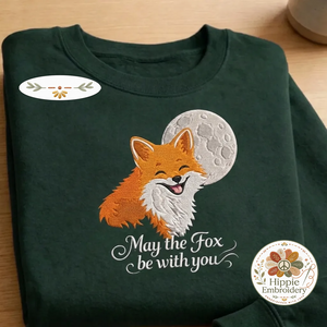 May The Fox Be With You Embroidered Shirt, Funny Fox Pun Crew