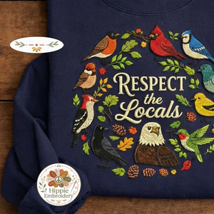 Respect The Locals Embroidered Shirt, Woodland Bird Wildlife Crew