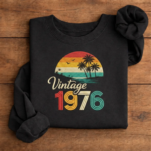 Retro 1976 Sunset Embroidered Sweatshirt, 50th Birthday Gift Crew