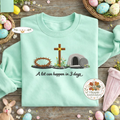 A Lot Can Happen in 3 Days Embroidered Sweatshirt, Cross Top
