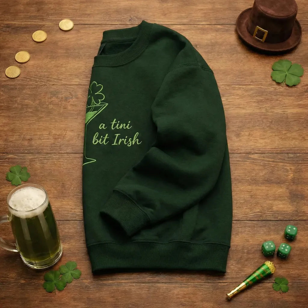 A Tini Bit Irish Embroidered Sweatshirt, Lucky Martini Top