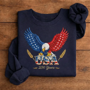 American Eagle USA 250 Years Embroidered Sweatshirt, Patriotic Crew