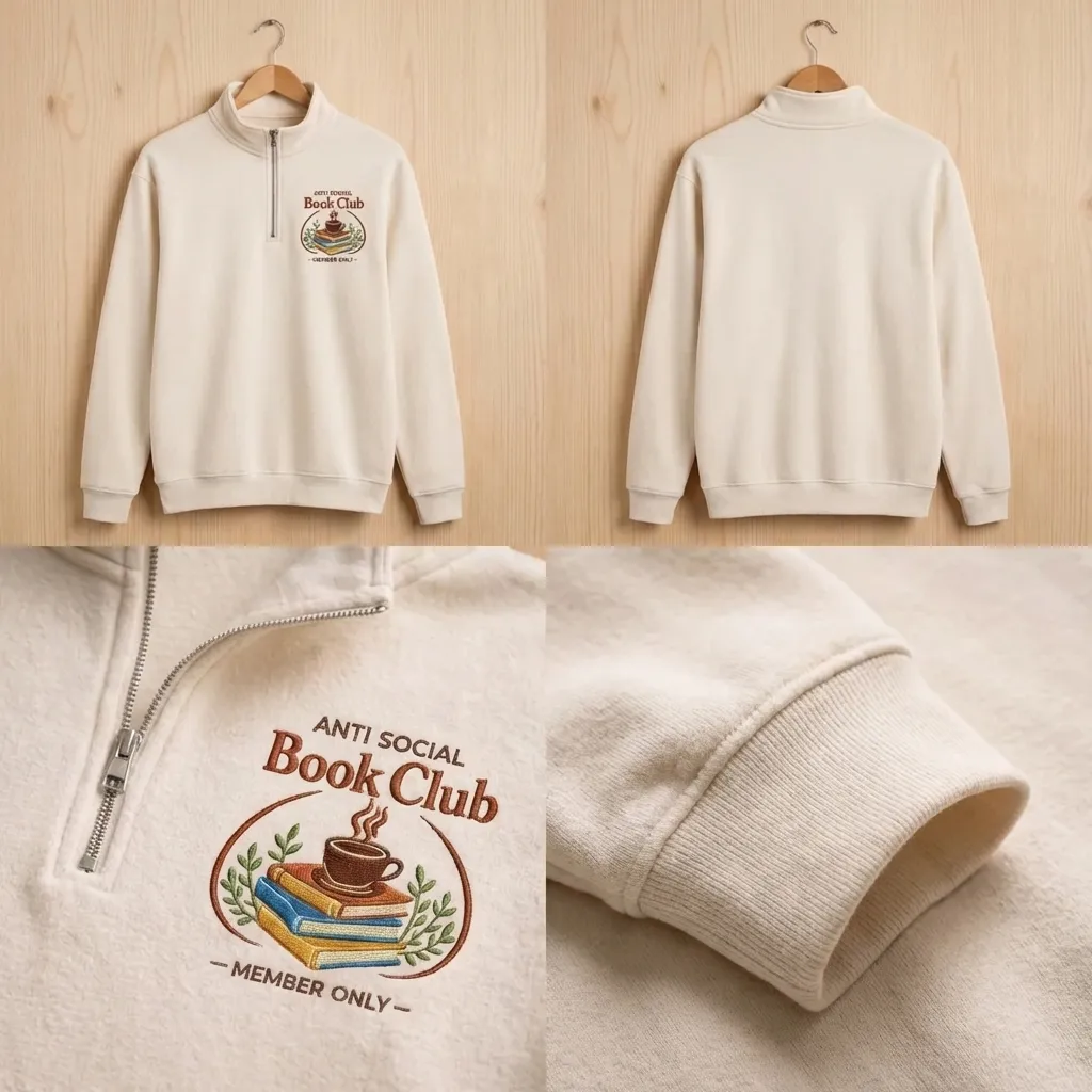 Anti Social Book Club Quarter Zip, Dark Academia Coffee Books Crew
