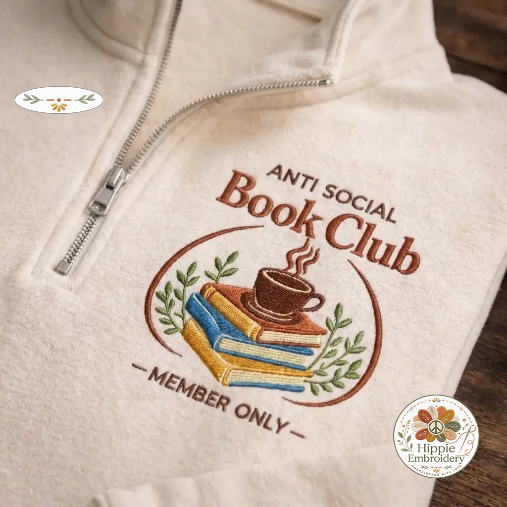 Anti Social Book Club Quarter Zip, Dark Academia Coffee Books Crew