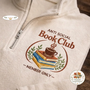 Anti Social Book Club Quarter Zip, Dark Academia Coffee Books Crew