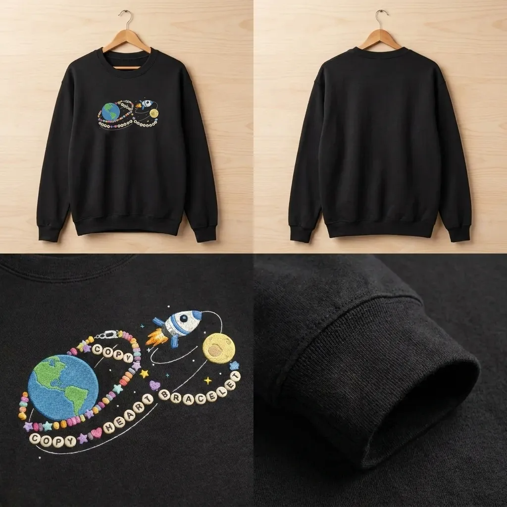 Artemis II Bead Bracelet Embroidered Sweatshirt, NASA Mission Crew
