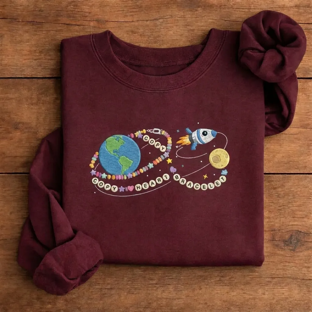 Artemis II Bead Bracelet Embroidered Sweatshirt, NASA Mission Crew