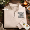 Be Kind Stay Weird Embroidered Quarter Zip, Bee Sleeve Sweatshirt
