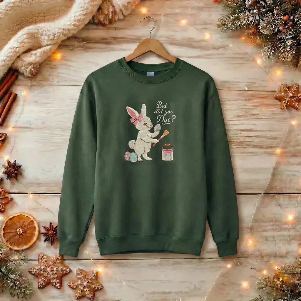 But Did You Dye Embroidered Sweatshirt, Funny Bunny Top