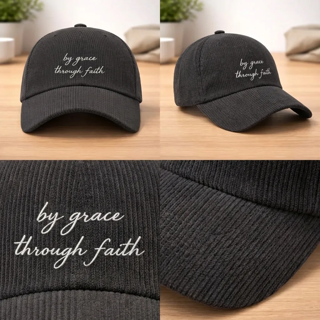 By Grace Through Faith Embroidered Hat, Bible Verse Cap