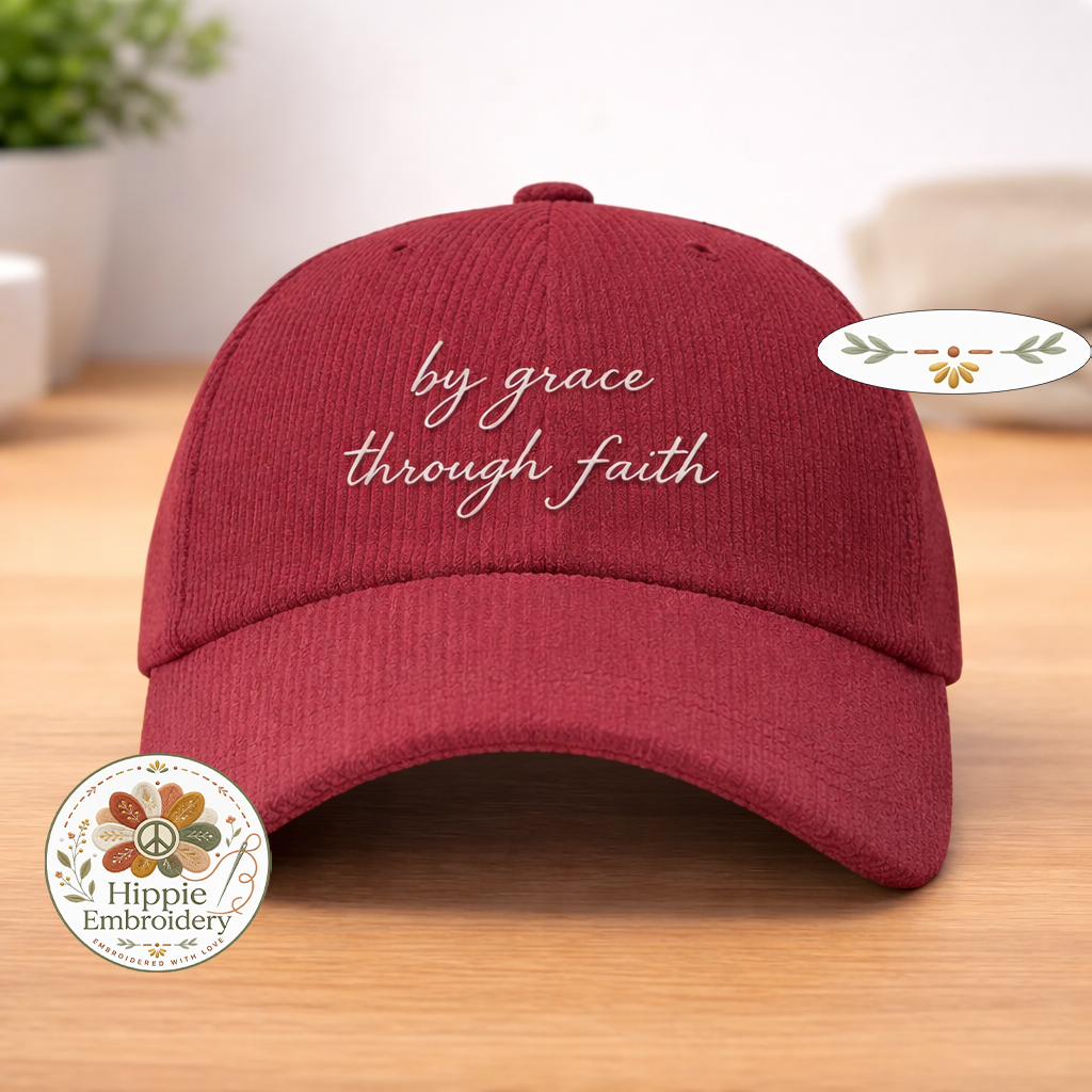 By Grace Through Faith Embroidered Hat, Bible Verse Cap