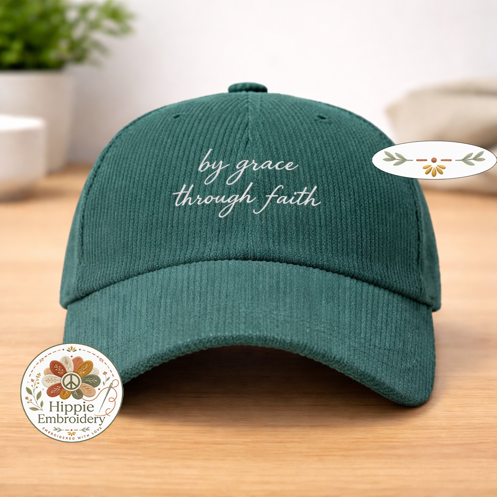 By Grace Through Faith Embroidered Hat, Bible Verse Cap