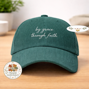 By Grace Through Faith Embroidered Hat, Bible Verse Cap