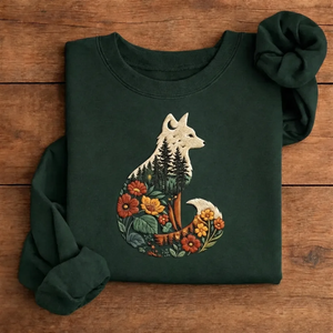 Comfort Colors Embroidered Fox Sweatshirt, Woodland Nature Crewneck
