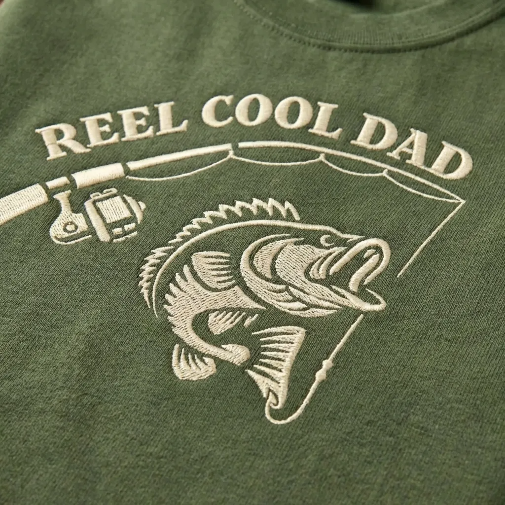 Comfort Colors Reel Cool Dad Embroidered T-shirt, Fishing Tee
