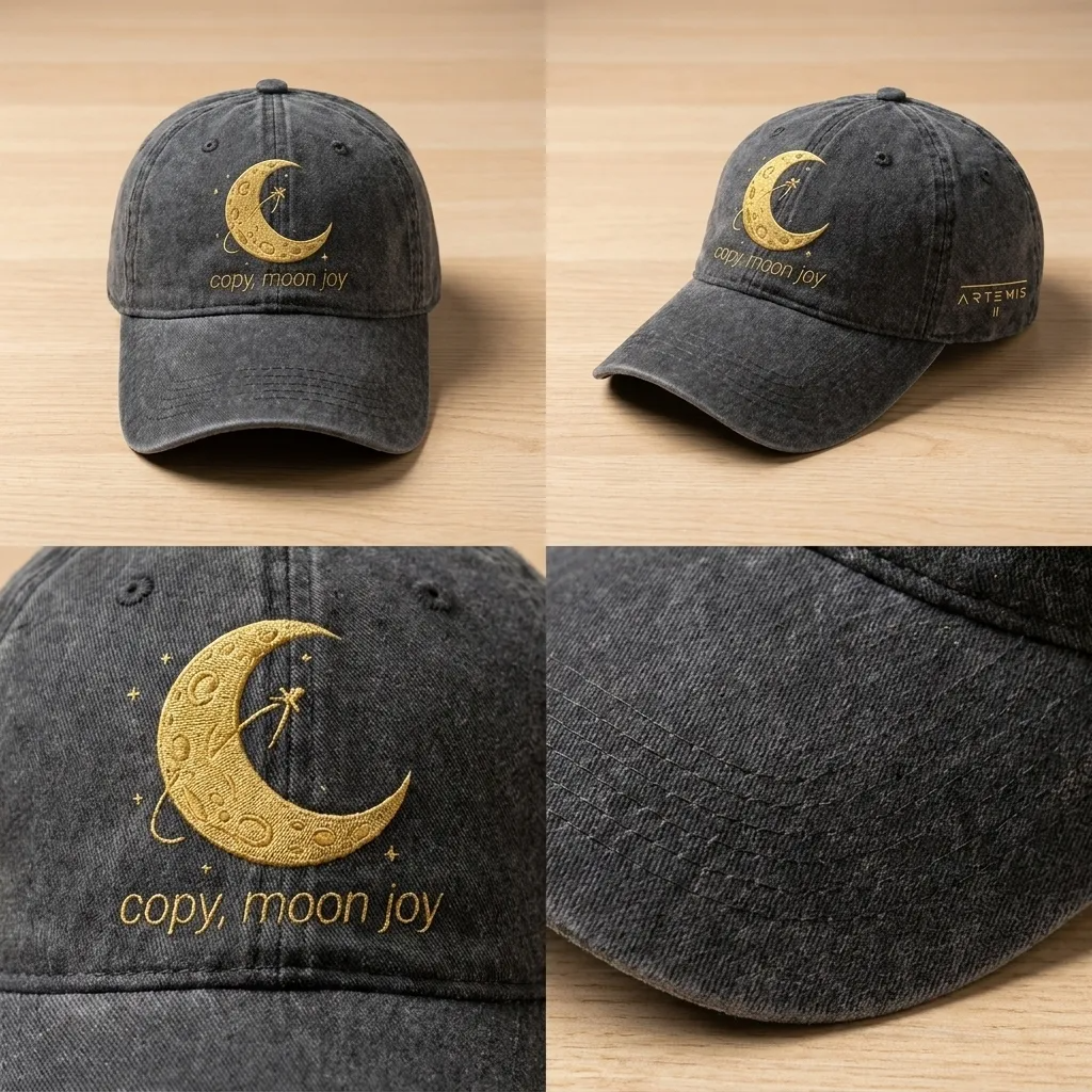 Copy Moon Joy Embroidered Hat, Artemis II Space Cap