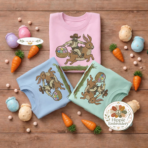Cowboy Riding Bunny Embroidered Sweatshirt, Western Top