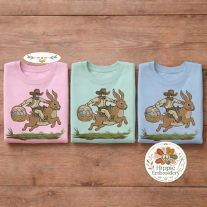Cowboy Riding Bunny Embroidered Sweatshirt, Western Top