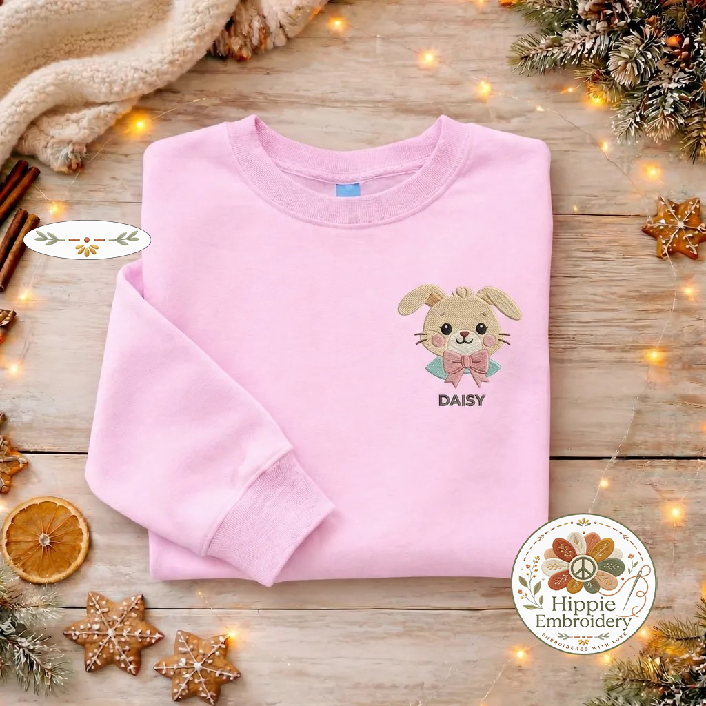 Custom Bunny Crown Embroidered Sweatshirt, Personalized Top