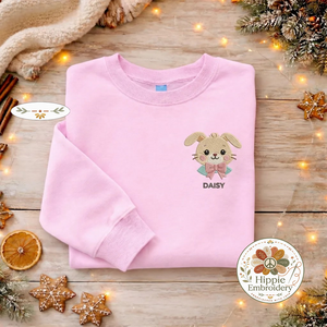 Custom Bunny Crown Embroidered Sweatshirt, Personalized Top