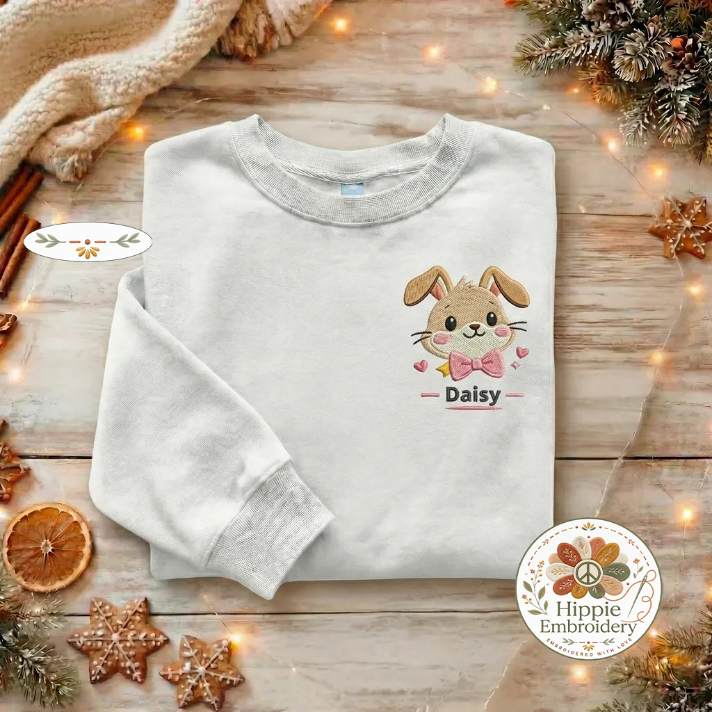 Custom Bunny Crown Embroidered Sweatshirt, Personalized Top