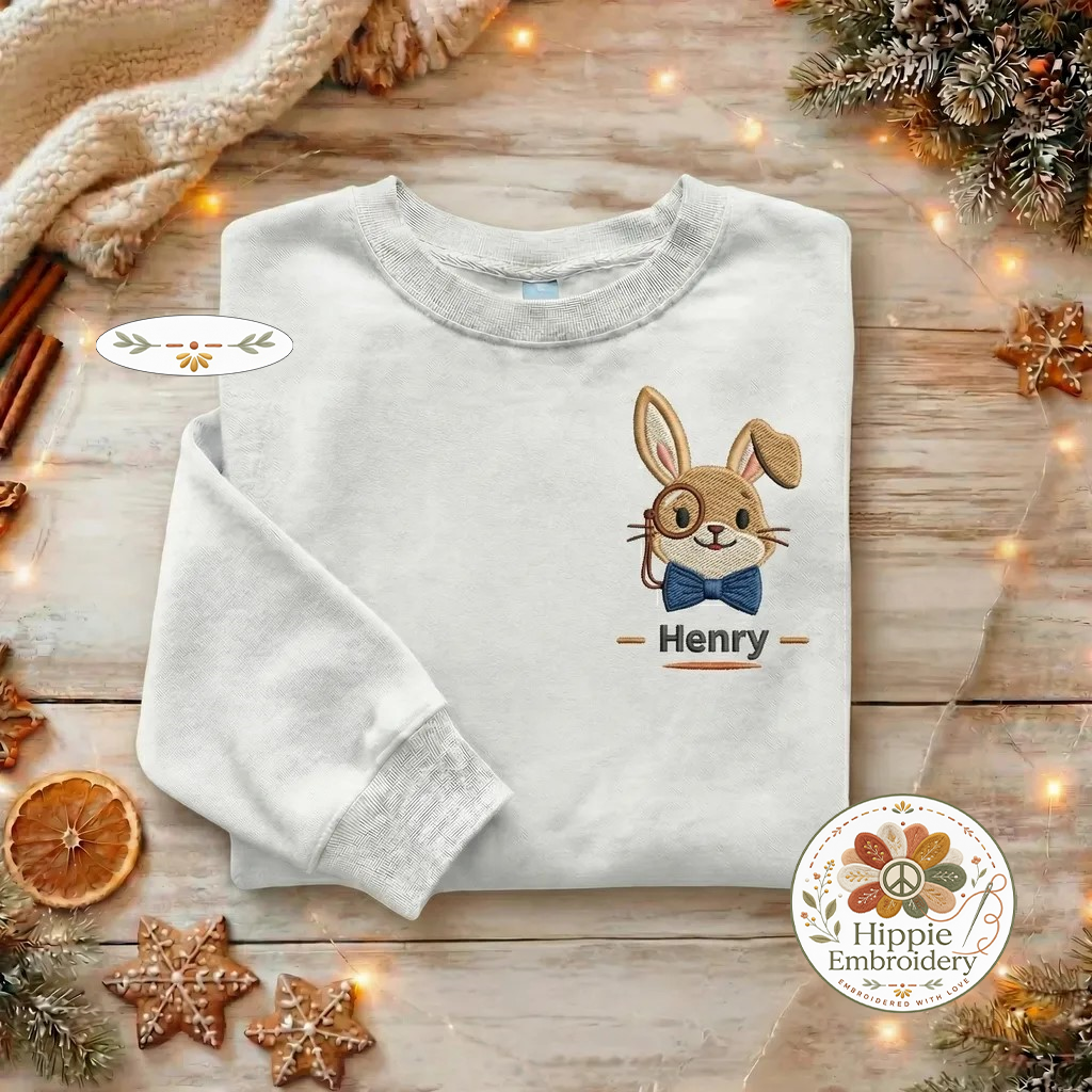 Custom Bunny Crown Embroidered Sweatshirt, Personalized Top