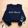 Custom Cat Mum Sweatshirt with Names on Sleeve, Cat Lover Gift