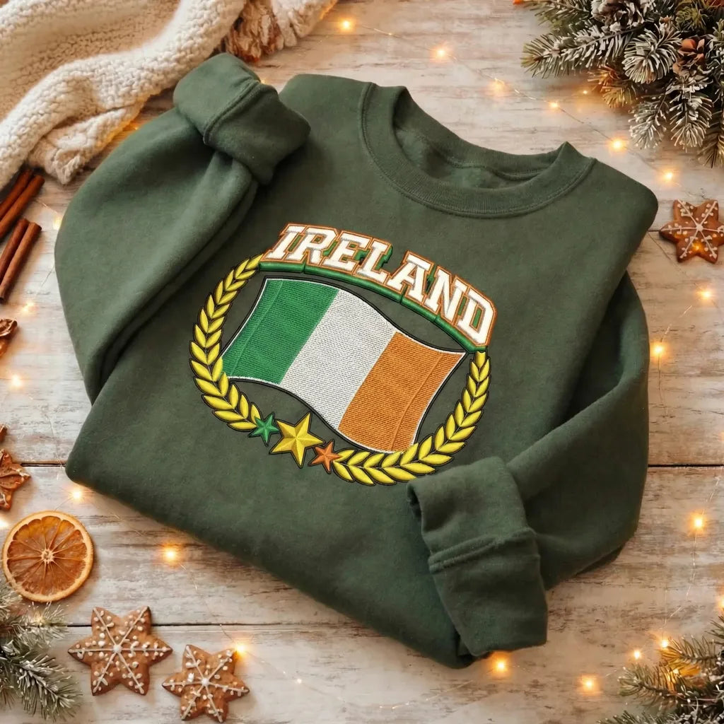 Custom Country Flag Embroidered Sweatshirt, Country Flag Top