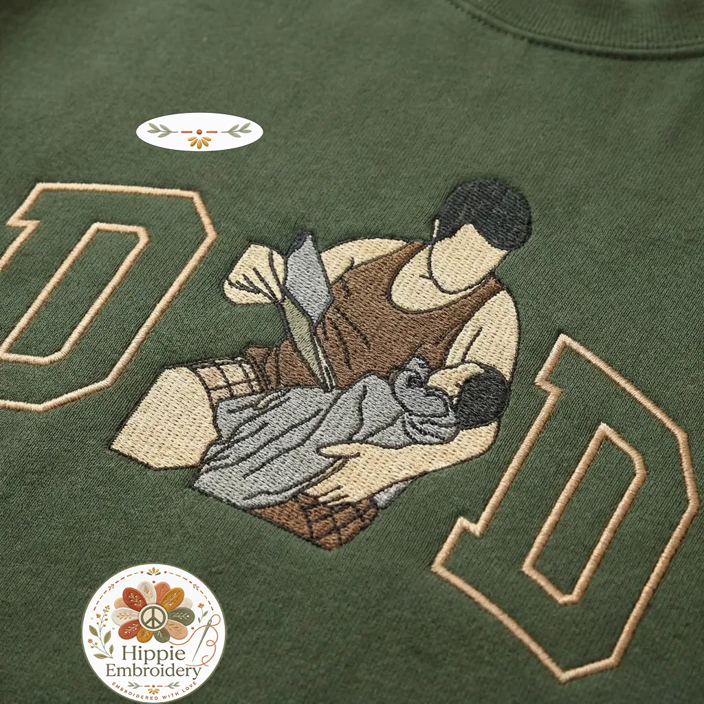 Custom Dad Portrait Embroidered Sweatshirt, New Dad Gift Top