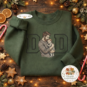 Custom Dad Portrait Embroidered Sweatshirt, New Dad Gift Top