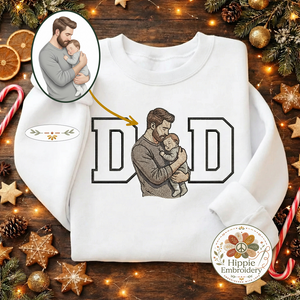 Custom Dad Portrait Embroidered Sweatshirt, New Dad Gift Top