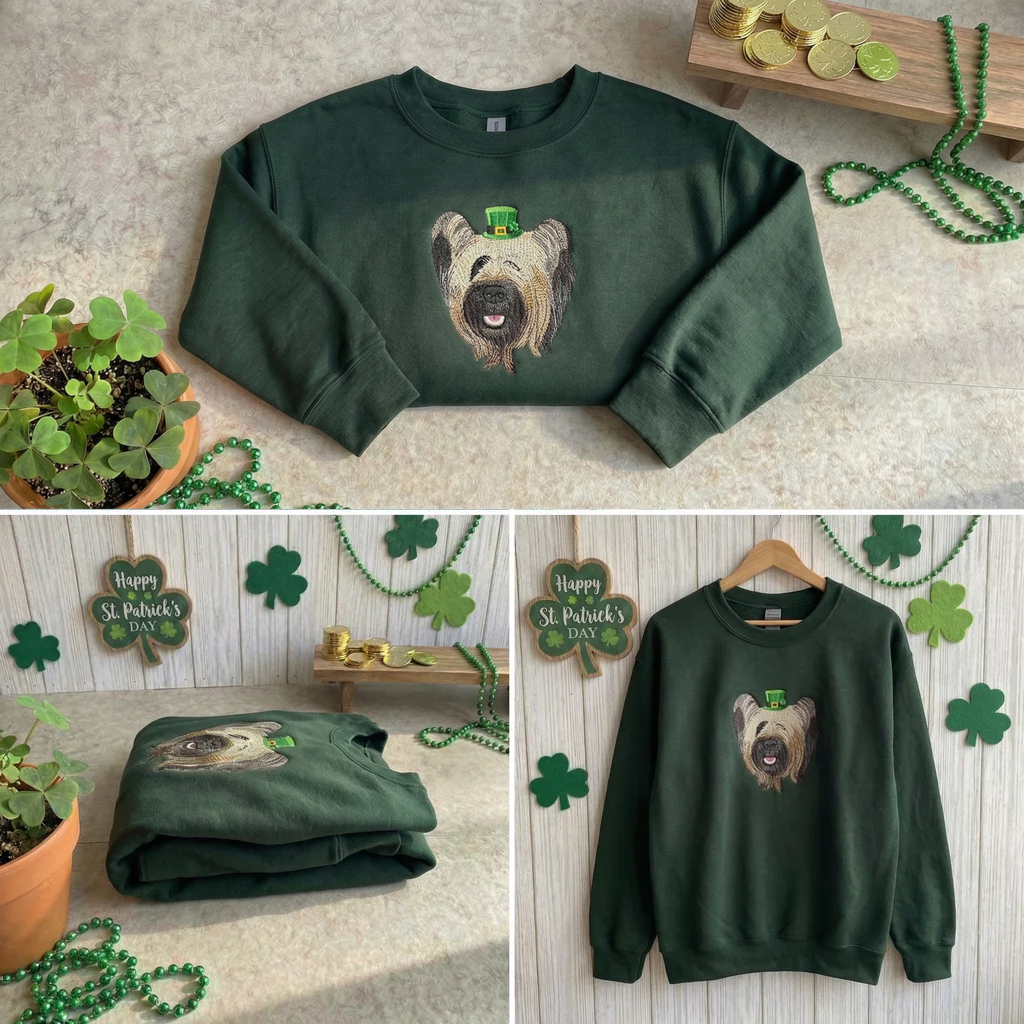 Custom Dog Embroidered Sweatshirt, St Patricks Pet Top