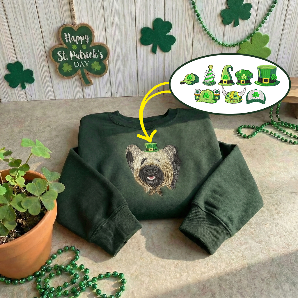 Custom Dog Embroidered Sweatshirt, St Patricks Pet Top