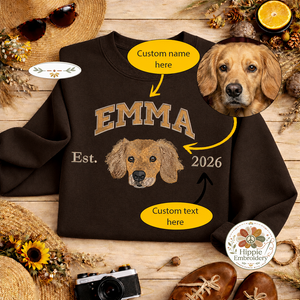 Custom Dog Portrait Embroidered Sweatshirt, Dog Lover Hoodie Gift