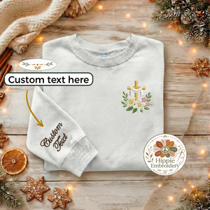 Custom Easter Embroidered Sweatshirt, Bunny & Sleeve Name Top