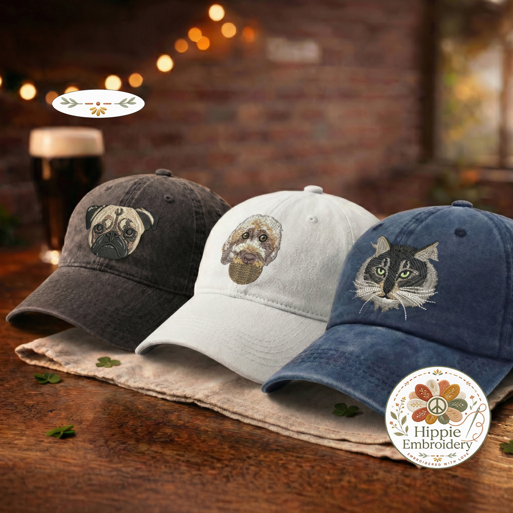 Custom Embroidered Cat Portrait Hat, Personalized Pet Cap