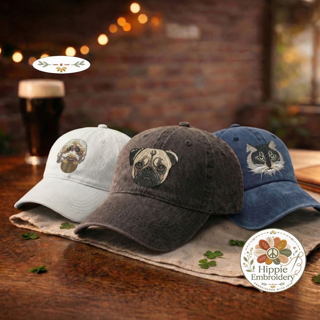 Custom Embroidered Cat Portrait Hat, Personalized Pet Cap
