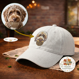 Custom Embroidered Cat Portrait Hat, Personalized Pet Cap