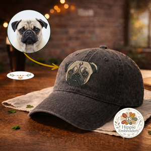 Custom Embroidered Cat Portrait Hat, Personalized Pet Cap